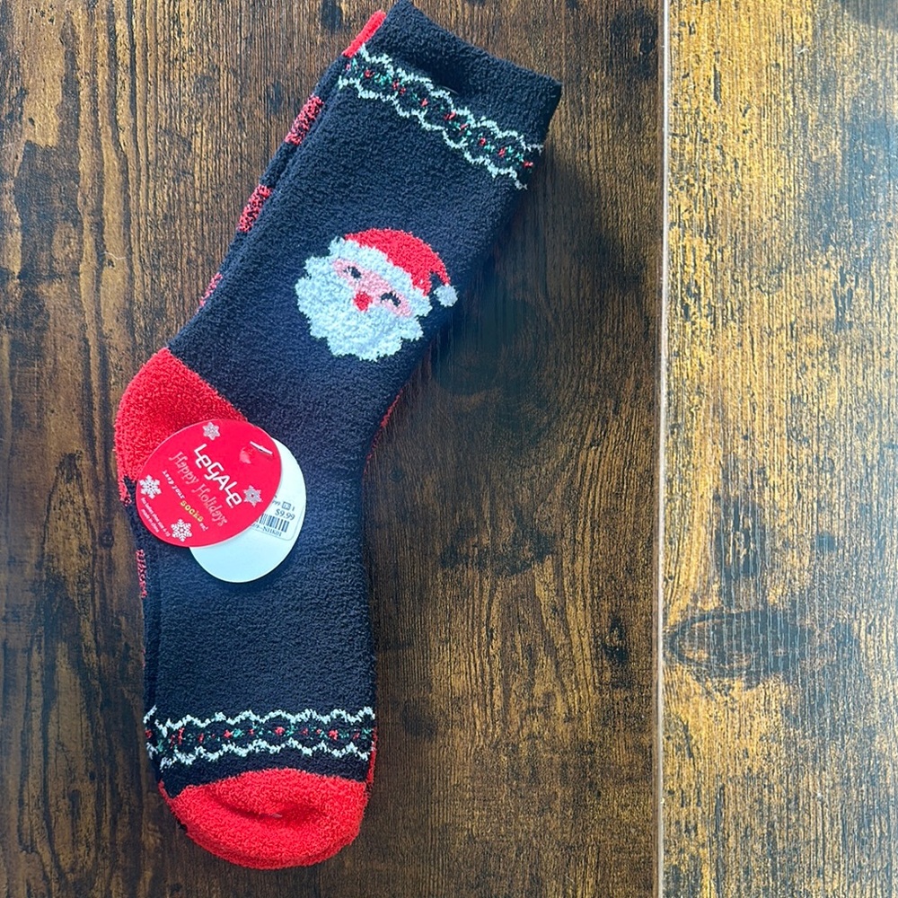 Santa Christmas Socks - Black and Red